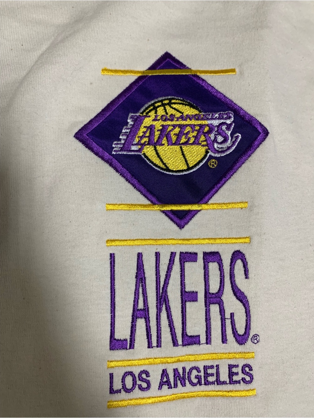 90s Los Angeles Lakers "EMBROIDERED" Logo 7 XL Long Sleeve Button Shirt- RARE